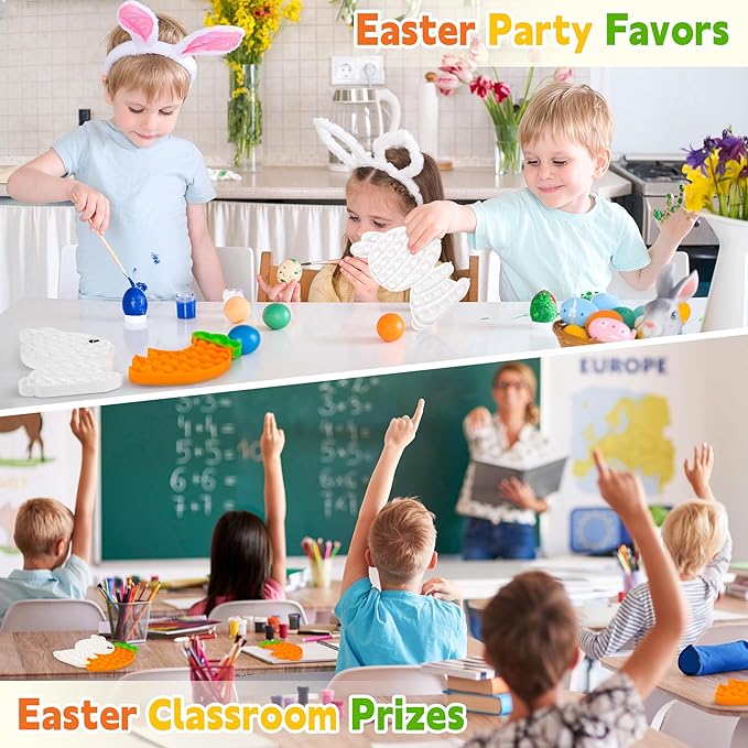Easter Fidget Toys, Bunny Carrot Easter Basket Stuffers for Kids Toddler,Puzzle Bubble Sensory Popper Stress Relief Gifts Classroom Prizes for Girls Boys Teens,Party Favors Supplies Goodie Bag Filler