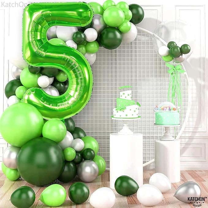 KatchOn, Light Green 5 Balloon Numbers - 40 Inch | Balloons for 5th Birthday Decorations for Boys | 5th Birthday Balloons | Dinosaur Party Decoration | Number Balloons for Anniversary Decorations
