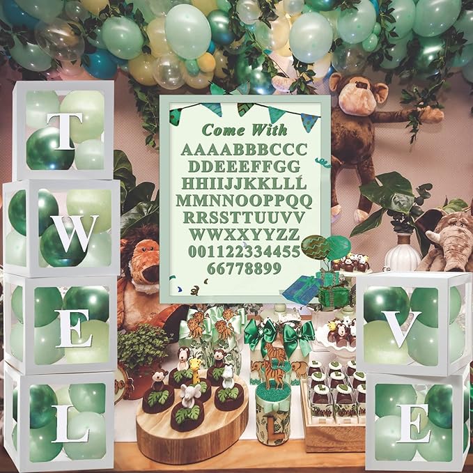 White Transparent Balloon Boxes With 78 Letters, Name Boxes for Baby Shower, Clear Baby Box Blocks Backdrop for 1st Birthday, Bridal Shower, 2026 Graduation Prom Party, Gender Reveal Decoration, 6 PCS