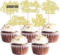 30 PCS Happy Retirement Cupcake Toppers Officially Retired Cupcake Picks No Work Zone Adventure Begins Cake Decorations for Retirement Theme Farewell Birthday Party Supplies Gold