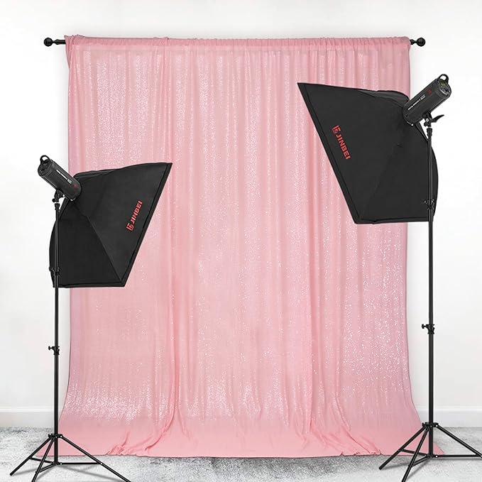 PartyDelight Pink Sequin Backdrop 6x8ft - High Density 3mm Shimmer Sequin Background with 4-Inch Rod Pocket, Sparkly Photography Curtain for Birthday, Sweet 16, TikTok & Live Decor