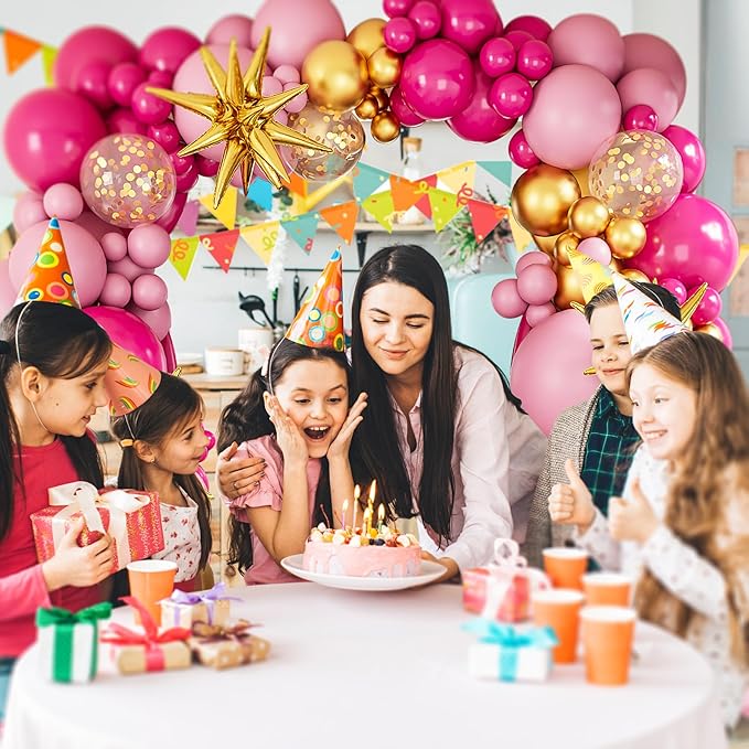 Hot Pink Balloon Garland Arch Kit,127Pcs Hot Pink Macaron Pink Gold Balloon for Graduation Baby Shower Birthday Wedding Gender Reveal Party Decorations