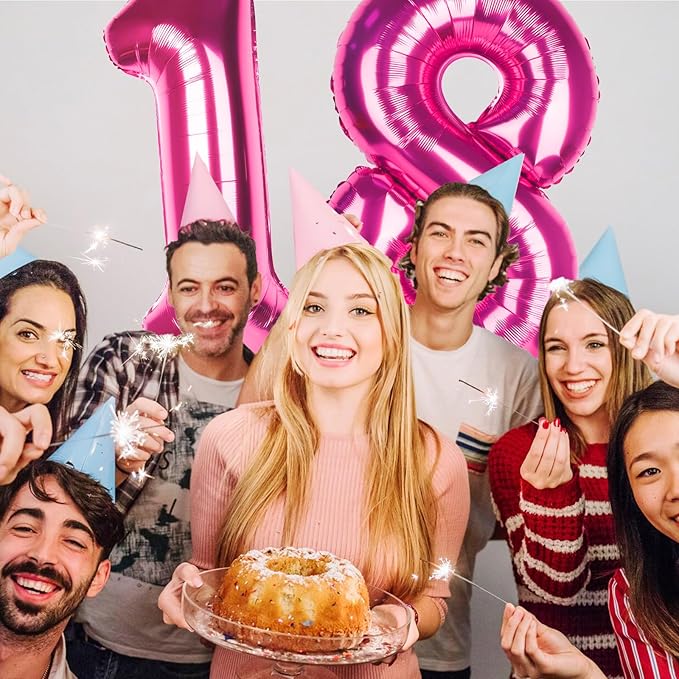 Number 1 Balloons 40 Inch Large Helium Foil Mylar Balloons For Birthdays Party Decorations/Wedding/Anniversary/Graduations/Baby Shower (Rose red)