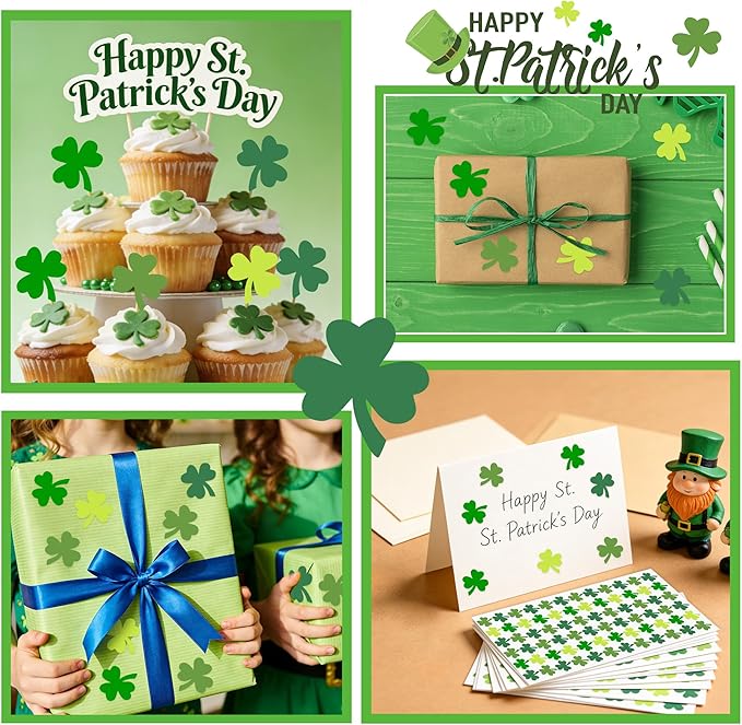 3600 PCS St Patricks Day Stickers Shamrock Stickers Small St. Patrick's Day Sticker for Kids Saint Patricks Day's Green Lucky Clover Self-Adhesive Labels Decor For Irish Party Envelope Cards Gift Bags