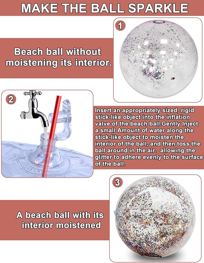 12 Pack Inflatable Glitter Beach Balls Bulk-16" Beach Ball Swimming Pool Toys for Games Adults Kids, Summer Pool Beach Party Decoration,Luau Decorations Essential Blow Up Beach Ball (Colorful,Glitter)