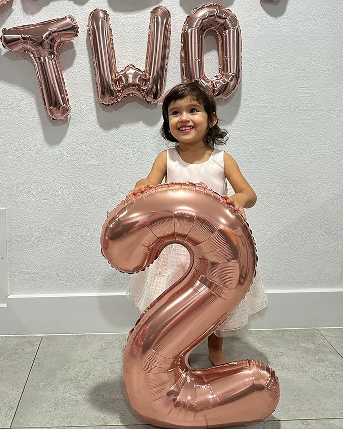 Rose Gold 4 Balloon, Number Balloons 40 Inch, 4th Birthday Decorations for Girls Boys, Four Large Numbers for Party Decor, Number 4 Balloon