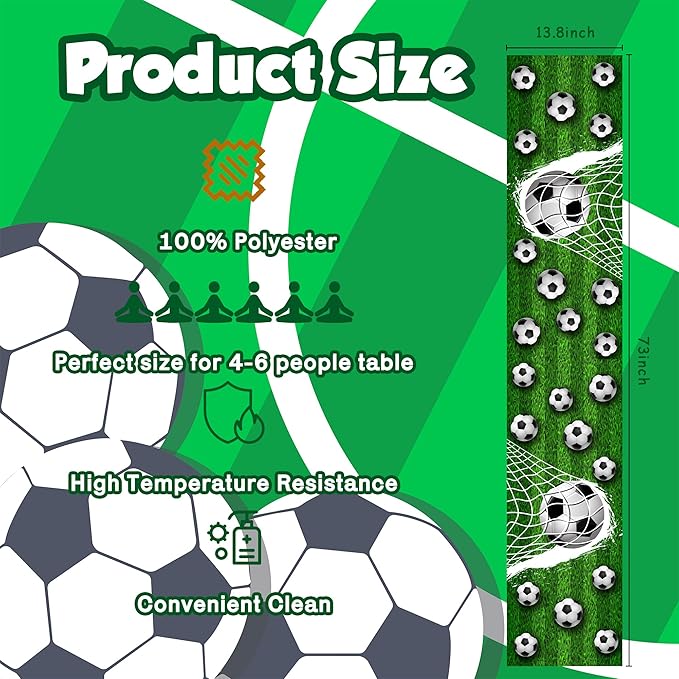 Soccer Party Decorations - Soccer 2026 Game Day Table Runner | Soccer Party Favors Supplies Decor for Birthday Party Kitchen Dining Room Home Decoration