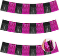 BEISHIDA 3 Packs Metallic Foil Fringe Garland Black Hot Pink Wall Hanging Tinsel Fringe Banners for Car Floats Bridal Shower Wedding Birthday Graduation Holiday Party Decoration(30 Feet)