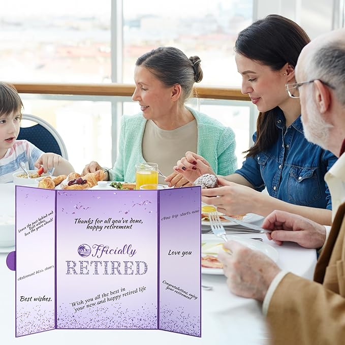 Purple Retirement Party Decorations Large retirement Card for Signing Giant Guest Book Alternative Happy Retirement Card for Woman/Men