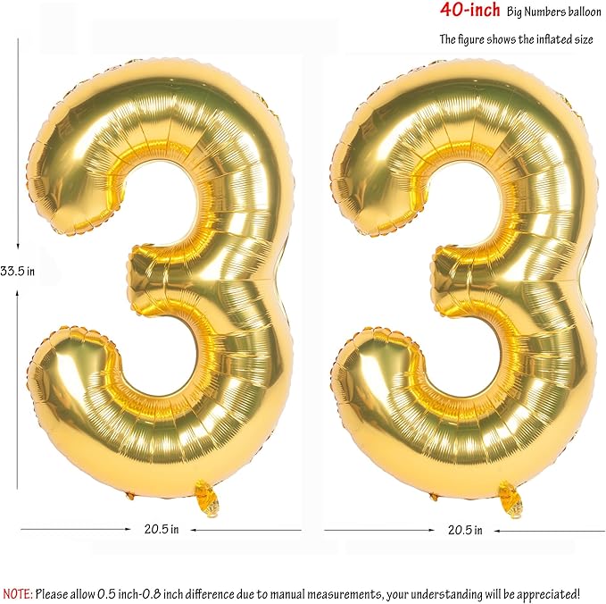 40 Inch gold Number Balloons Helium Foil Mylar Balloon Birthday Party banquet Decoration 33