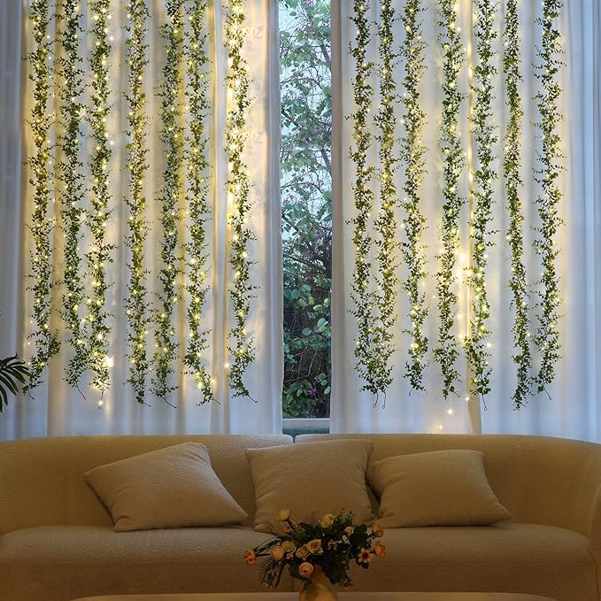 Dolicer 10 Pack Eucalyptus Garland, 60FT Faux Eucalyptus Greenery Garland, Artificial Eucalyptus Leaves Vine, Fake Hanging Eucalyptus Garlands Wedding Backdrop Arch Wall Table Party Decor (Grey Green)