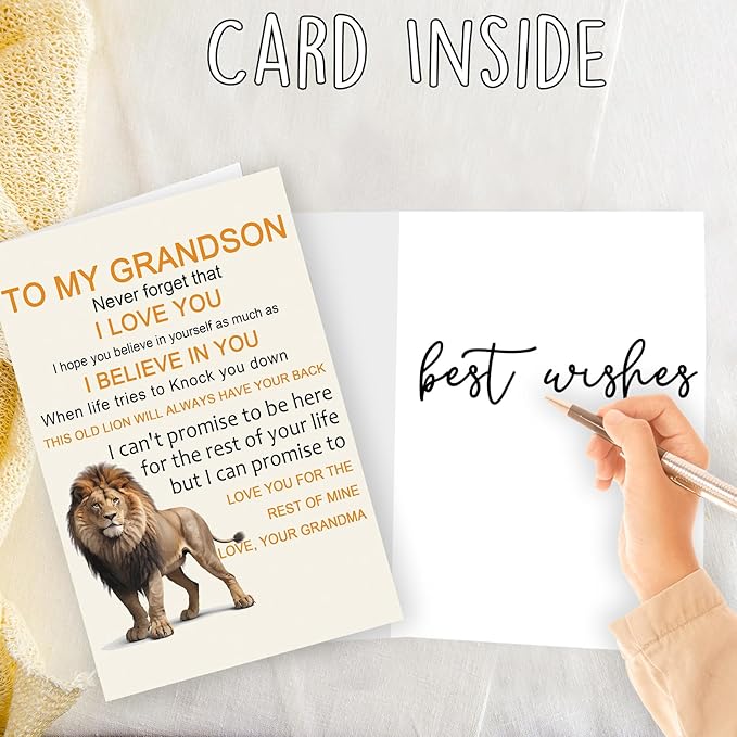 OJsensai Cute Birthday Card for Grandson, Best Gifts from Grandma Nana, Happy Birthday for Grandson Kids Adult