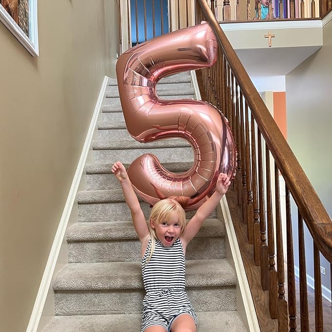 Rose Gold 9 Balloon, Number Balloons 40 Inch, 9th Giant Birthday Decorations for Boys Girls, 19th 29th Party Decorations Supplies, Number 9 Balloon