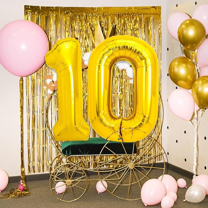 40 Inch Gold Large Number 1 Balloon for 1st Birthday Decoration, Giant Jumbo Self Inflating Foil Number Balloons 0-9 for Boys Girls 1 Helium Balloons for Women Men Party Anniversary Supplies