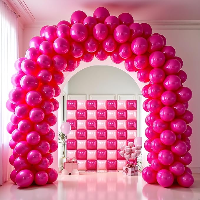50 PCS Hot Pink Square Foil Balloons, Reusable Double Sided Mylar Balloons for DIY Balloon Arch & Wall Backdrop, Ideal for Wedding Birthday Bachelorette Graduation Baby Shower Party Decorations