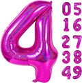Laser Hot Pink 4 Balloon, Number Balloons 40 Inch, 4th Birthday Decorations for Girls Four Large Numbers for Party Decor, Number 4 Balloon