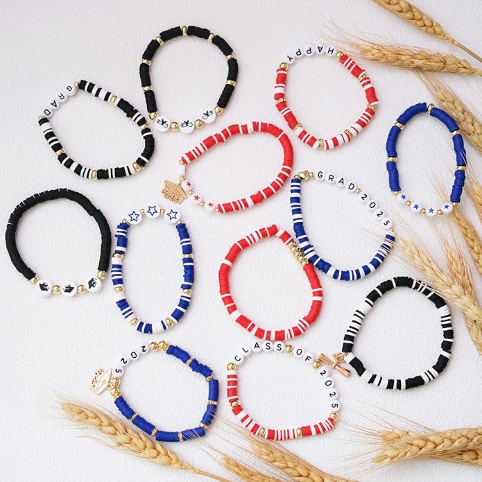 24PCS Class of 2025 Graduation Bracelets Handmade Adjustable Grad Party Jewelry Accessories Bulk