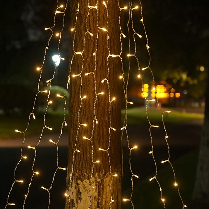Outdoor Christmas Tree String Lights with 9 Strands 11.5ft, 350 LED Christmas Tree Lights with 8 Modes, Waterproof for Yard Patio Xmas Wedding,Party,New Year (Warm White)