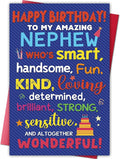 Nephew Birthday Card, Funny Birthday Card Gifts for Nephews from Aunt Uncle, Heartwarming Greeting to A Wonderful Nephew