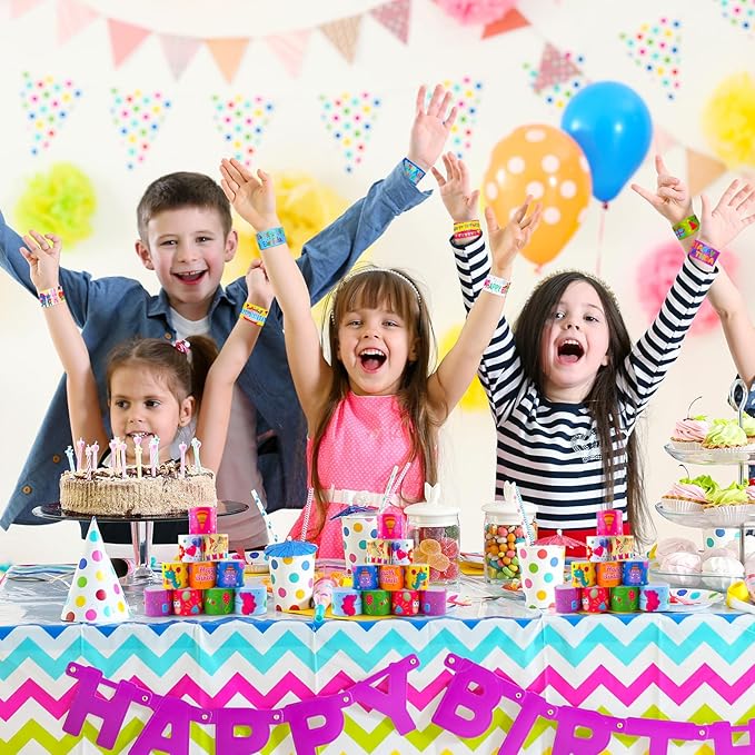 36 Pcs Happy Birthday Slap Bracelets for Kids, 12 Styles Colorful Bulk Slap Wristbands - Birthday Snap Bracelets for Summer Party Favors Gift Exchange
