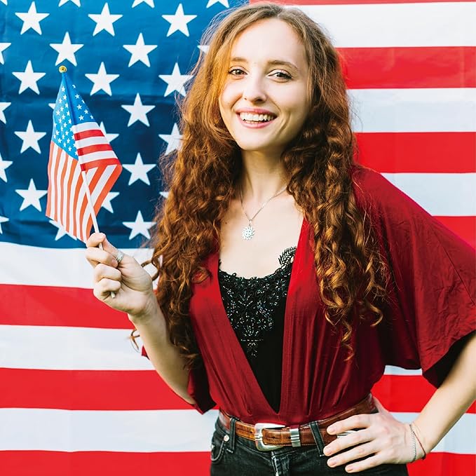 OHOME 4th of July Decorations - 12 Pack Small Mini American USA Flags on Stick Fourth of July Decorations - Red White Blue Fourth of July Accessories Patriotic Party Favors Supplies Outdoor Indoor