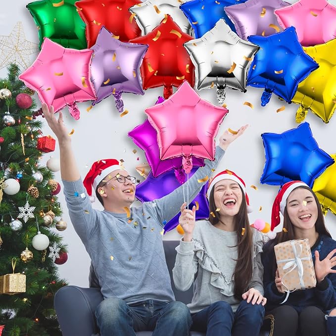 Raiten 100 Pcs 18 Inch Star Foil Balloons Large Helium Balloons Star Shaped Balloon for Birthday Wedding Anniversary Engagement Party Decorations Supplies