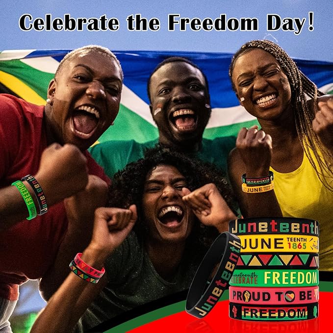Juneteenth Bracelets Bulk 30PCS Freedom Day Juneteenth Party Favors Gifts Patriotic Rubber Wristbands Accessories for Women Kids Black History Month Decorations African Afro American Independence Day