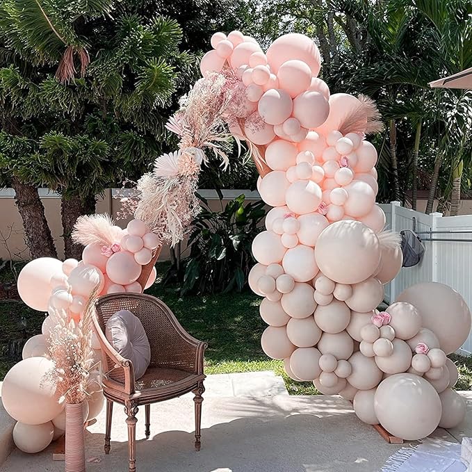 PartyWoo Beige Balloons 155pcs Different Sizes of 18 12 10 5 Inch Boho Cream Ivory Neutral Balloon Arch Kit Garland for Wedding Graduation Engagement Baby Shower Birthday Party Decorations White-F60
