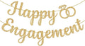 KatchOn, Gold Glitter Happy Engagement Banner - 10 Feet, No DIY | Engagement Party Decorations | Party Banner | Engaged Banner, Bachelorette Party Decorations