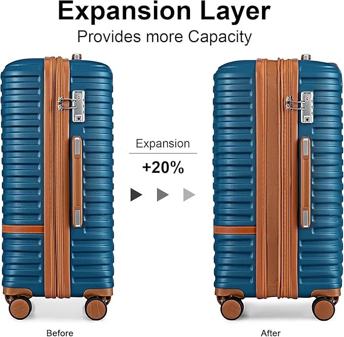 Joyway Luggage Set 7 Piece Suitcase Sets with Spinner Wheel,Hardside Expandable Travel Laggage with TSA Lock(18/20/24/28 Blue)