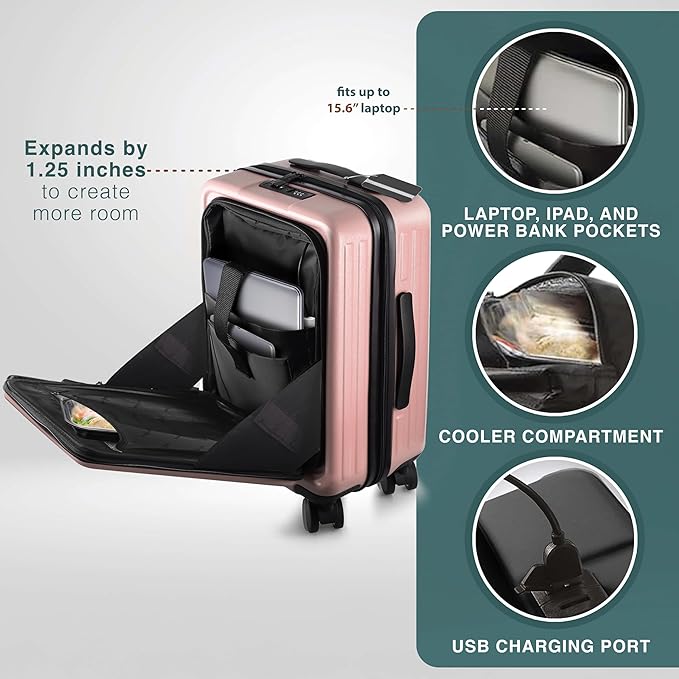 TRAVELARIM Luggage Sets 3 Piece, 20 Inch Carry on Luggage and 28 Inch Suitcases with Wheels Spinner, Durable Hard Shell Suitcase Set, Expandable Travel Suitcase, Pink