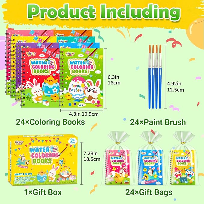FEREDO KIDS Easter Coloring Books Party Favors for Kids - 24 Pack Mini Water Coloring Books for Kids, Easter Basket Stuffers Students Classroom Gifts Bulk, Birthday Return Gifts Party Favors Bulk