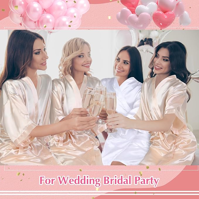 Panitay 42 Pcs Bridal Robes Sets Bride Robes Bridesmaids Proposal Gift Heart Sunglasses Champagne Flutes for Wedding Party