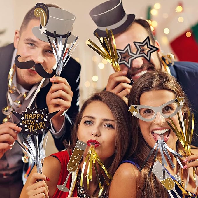 New Years Eve Party Supplies 2026-36 PCS Bulk Noise Makers, 18 Gold & 18 Silver Glitter Party Blowers for Adults, Large Pack New Year Eve Birthday Christmas Noisemakers Horns