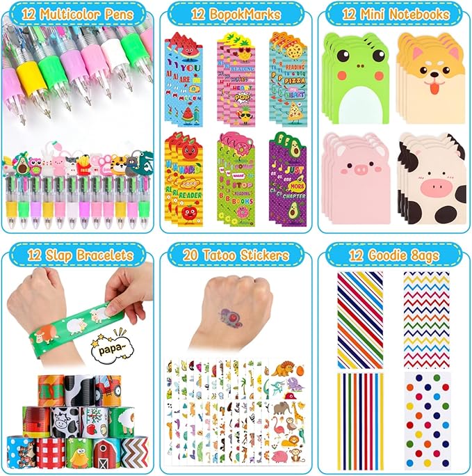 Party Favors for Kids, Birthday Goodie Bags with Multicolor Pen Mini Notebooks Return Gifts for Classroom Students Class Rewards Prizes
