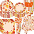 452 Pcs Thanksgiving Fall Party Decorations, Maple Leaves Thanksgiving Paper Plates Napkins Cups Tablecloth Cutlery Straws for Autumn Fall Theme Birthday Holiday Party Supplies, Serves 50