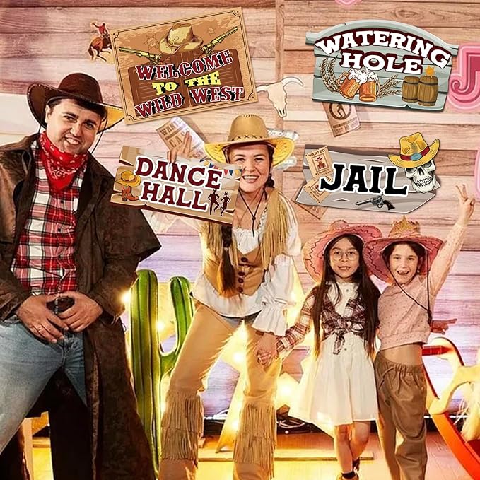 Hooqict Western Birthday Party Decorations 20 Pieces Cowboy Themed Party Signs Welcome To The Wild West Cutouts for Classroom Country Party Supplies