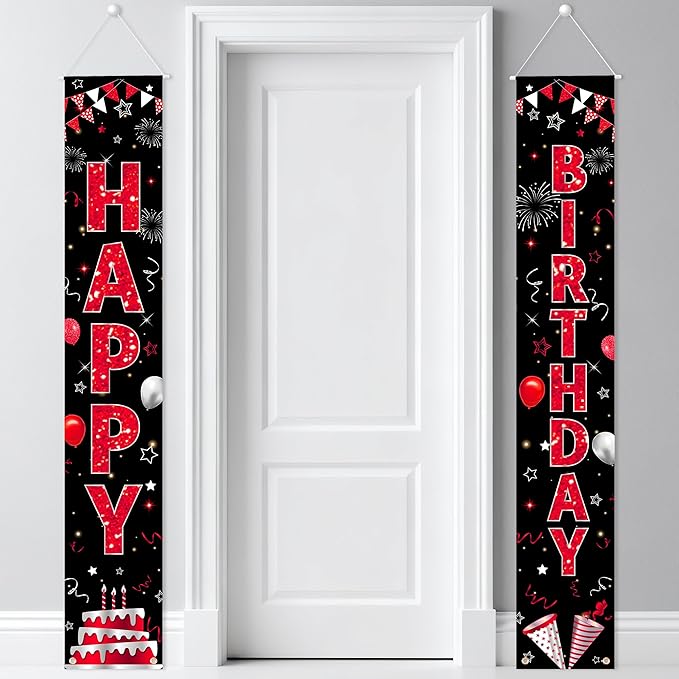 Birthday Decorations Banner, Happy Birthday Door Sign for Men Women Boys Girls Ideal Birthday Decorations Party Supplies Outdoor Indoor 72 x 12 Inch