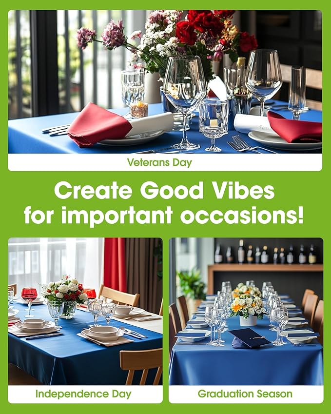 Pureegg Plastic Table Cloth Disposable 12 Pack, 54 x 108 Inch Table Cloths, Graduation Decorations Class of 2026, Graduation Party Tablecloths, Rectangle, Plastic Cover, Leakproof & Sturdy, Blue