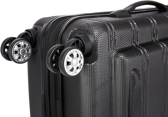 Rockland Melbourne Hardside 2 Piece Expandable Spinner Wheel Luggage Set, Carry-On 20" and Tote 14", Black