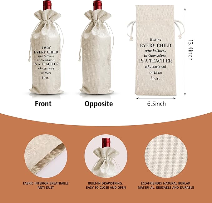 Teacher Wine Bag - Appreciation & Thank You Gift for Teachers & Coworkers