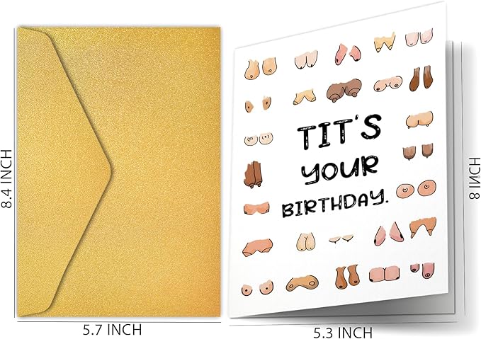 PIUST Funny Birthday Card for Him Her, Tit's Your Birthday Card for Women Men, Cheeky Boob Card for Husband Boyfriend Wife Girlfriend (17)