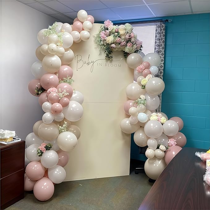 Nude Dusty Pink Balloons Set, 60Pcs 12 Inch Retro Blush Pink Apricot Helium Balloon Beige Sand White Champagne Gold Latex Neutral Balloons for Birthday Wedding Baby Bridal Shower Party Decorations