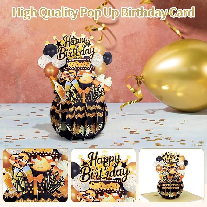 FaCraft Pop Up Birthday Card - 3D Funny Handmade Happy Birthday Pop Up Cards Gift with Envelope, for All Age, Kids Adults, for Her Girls Boys Men Women Son Daughter Mom Dad Boss