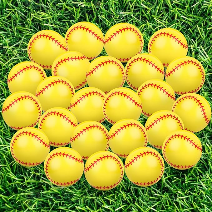 24 Pcs Softball Bouncy Balls for Kids, 32mm Rubber Bounce Sport Balls Bulk for Party Favors, Goodie Bag Fillers, Easter Gift Bag Stuffers, Basket Stuffers, Classroom Prizes, Carnival Party Supplies