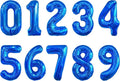 Number Balloons 16 Inch Mylar Foil Number 0-9 Balloons Set for Party Decoration Custom Digital Balloons 10 Pieces Party Supplies (Blue)