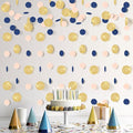 KatchOn, Circle Dots Paper Garland - 65 Feet, Pack of 5 | Colorful Birthday Garland for Pink Gold Birthday Decorations | Blue Gold Hanging Decorations for Wedding, Baby Shower, Bridal, Classroom Decor