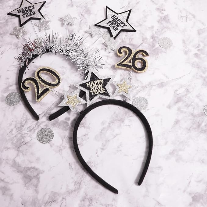 Needzo 2026 New Years Headband, Outfit Accessory, NYE 2026 Party Supplies and Favors, One Size Fits Most