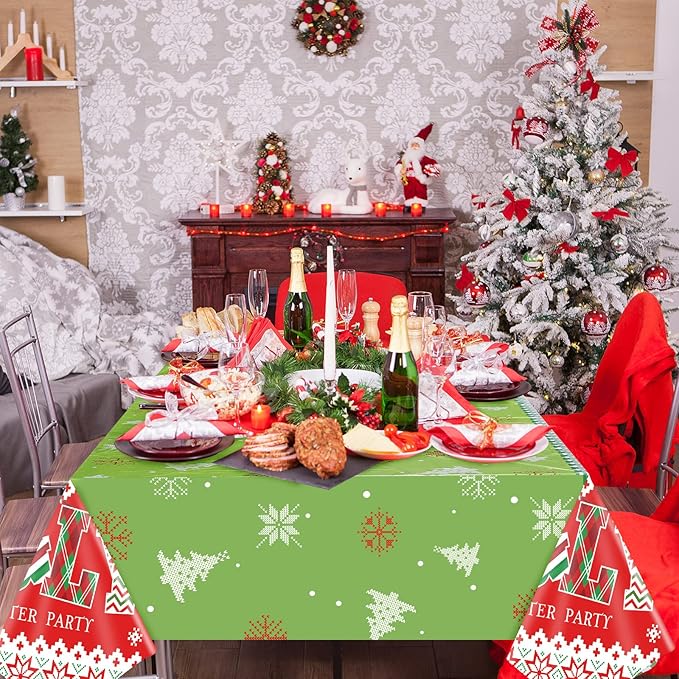 3 Pack Christmas Ugly Sweater Tablecloths Decoration Plastic Sweater Xmas Party Table Covers Merry Christmas Ugly Clothes Party Supplies for Xmas Winter Holiday Birthday Party Decor, 54 x 108 Inch