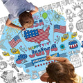 4th of July Giant Coloring Tablecloth,Patriotic Giant Poster 30x72 for Independence Day, Decor American Flag Poster TableCover,Kids Art Crafts Coloring for Classroom School Party Tablecloth